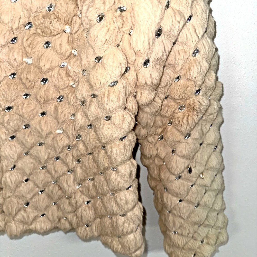 *RARE* Bebe Rhinestone Rabbit Fur Coat - Picture 5 of 14